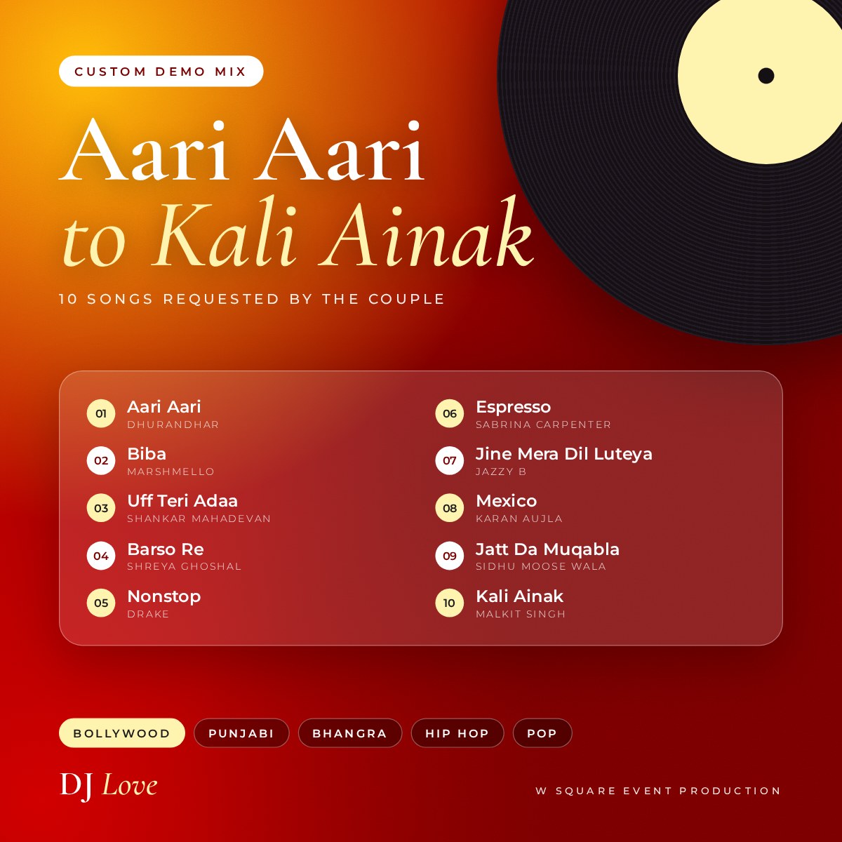 Aari Aari to Kali Ainak wedding demo mix cover by DJ Love