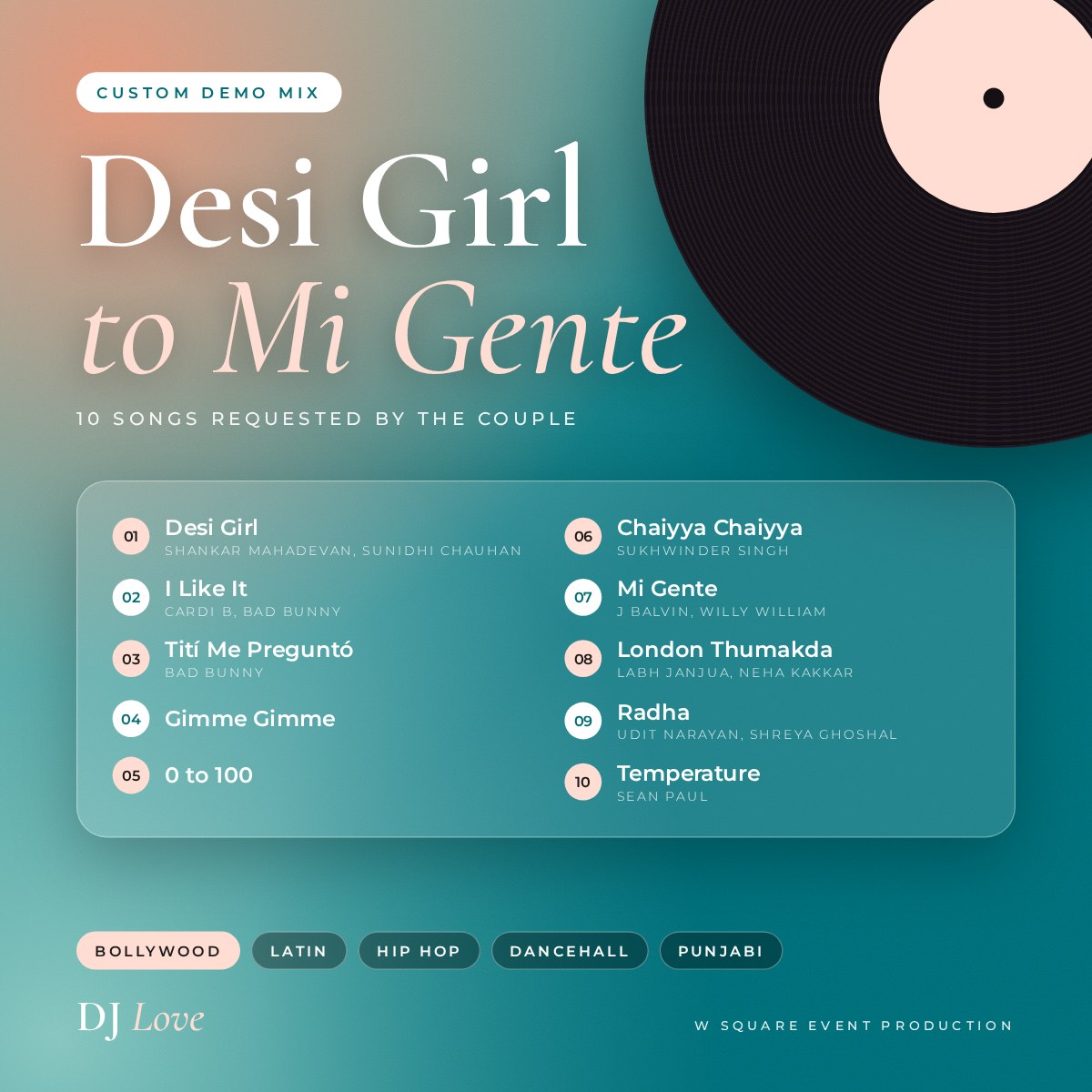 Desi Girl to Mi Gente wedding demo mix cover by DJ Love