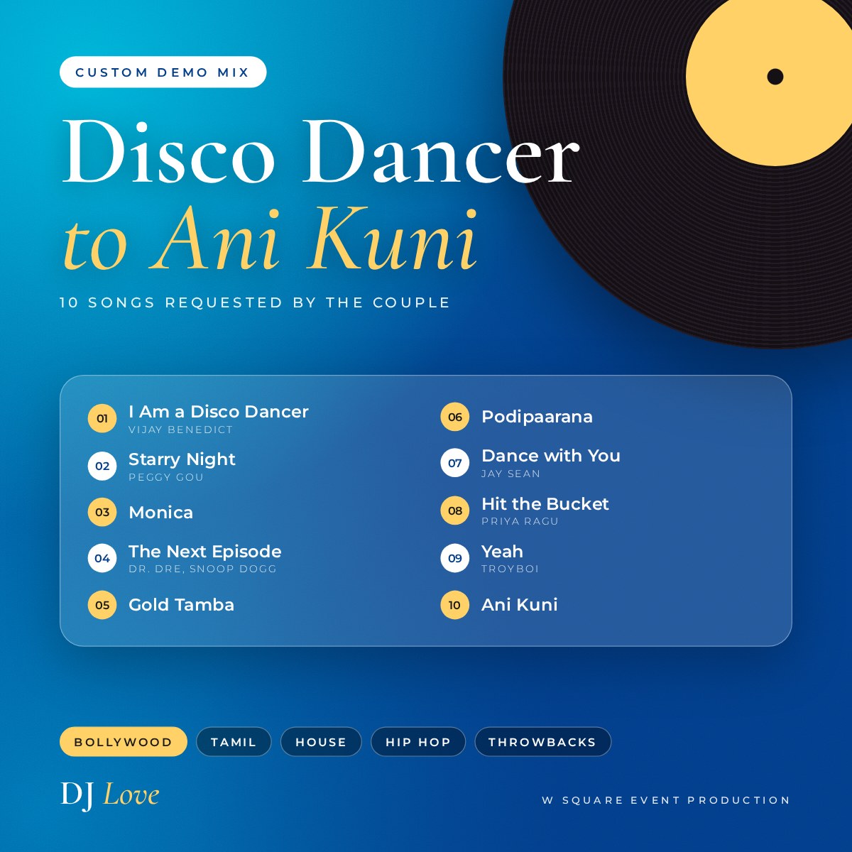 Disco Dancer to Ani Kuni wedding demo mix cover by DJ Love