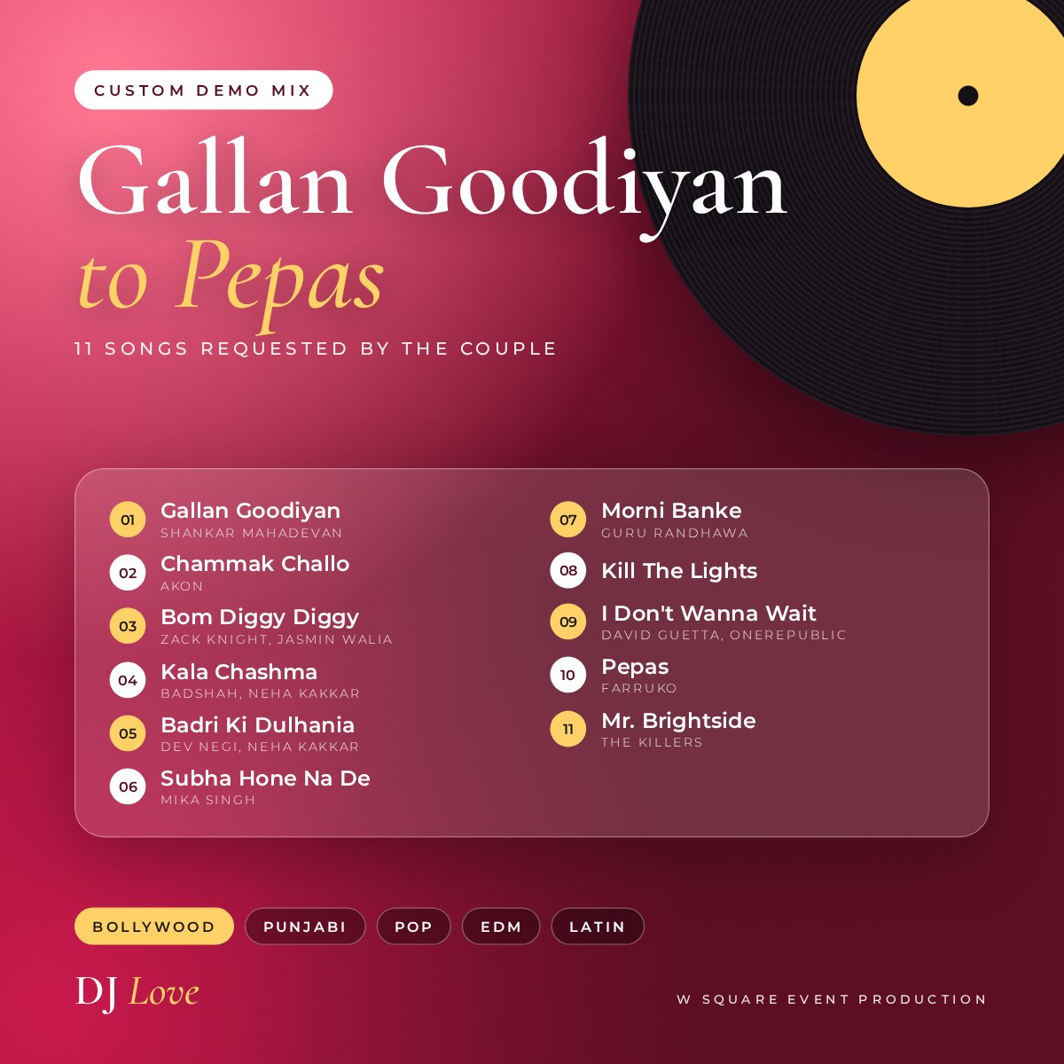 Gallan Goodiyan to Pepas wedding demo mix cover by DJ Love