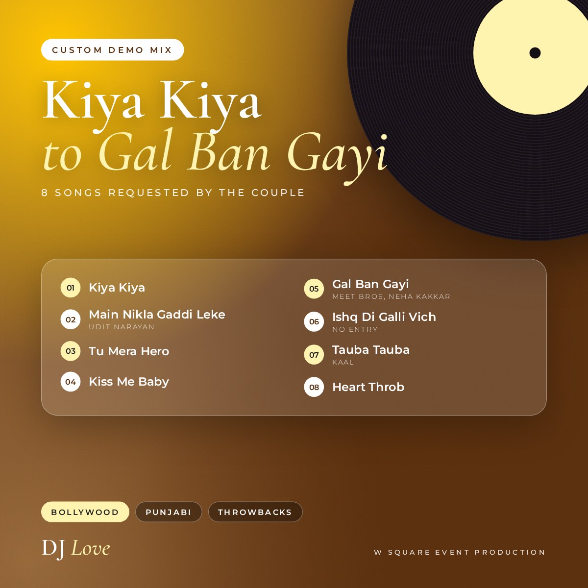 Kiya Kiya to Gal Ban Gayi wedding demo mix cover by DJ Love