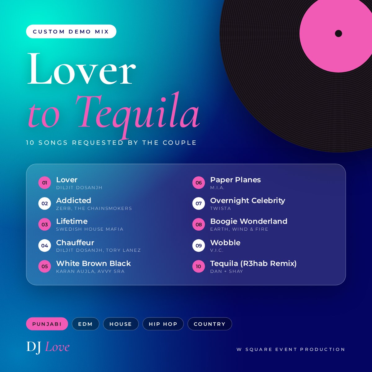 Lover to Tequila wedding demo mix cover by DJ Love