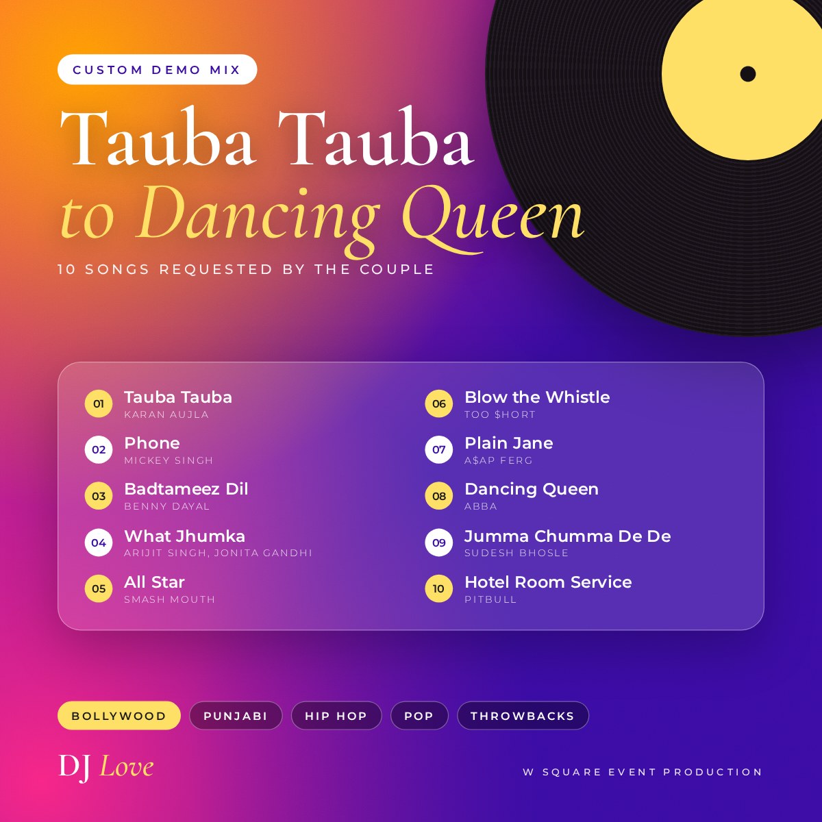 Tauba Tauba to Dancing Queen wedding demo mix cover by DJ Love
