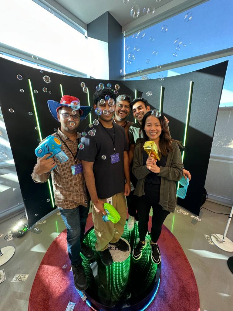 Guests on a 360 video booth