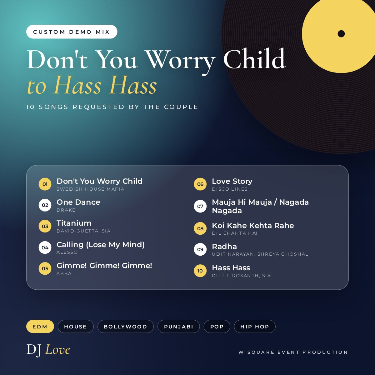 Don't You Worry Child to Hass Hass wedding demo mix cover by DJ Love